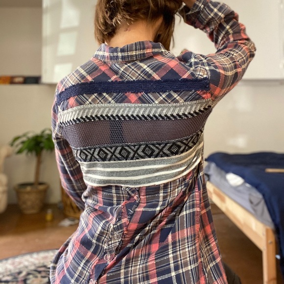 We the Free Cotton Patterned Plaid Button-Up - Picture 3 of 7